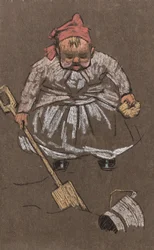 Evangeline, die Tochter des Künstlers, am Strand, um 1900